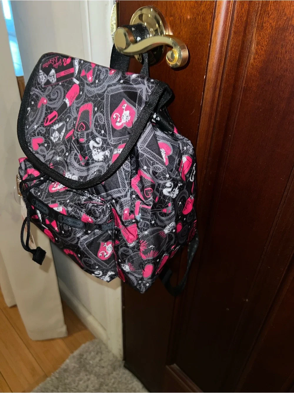 LeSportsac Pink & Black Patterned Women's Backpack artist edition (BARBIE)